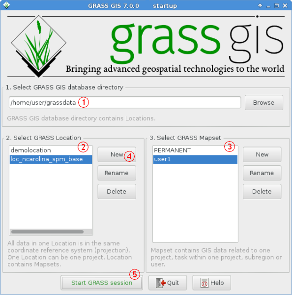 GRASS Startup Screen